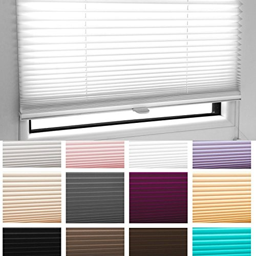 PLISSEE FALTROLLO Jalousie INKL. KLEMMTRÄGER Weiss Sand Mocca Beere Schwarz Anthrazit Türkis ROSA LILA HELLGRAU BEIGE Schokobraun - MEGA Auswahl im Shop - 80 Breiten - 12 Farben (rosa, 80x200 cm)