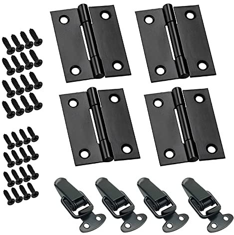 Lowats Bisagras 4 Piezas Bisagras Plegables con 4 Piezas Bloqueo Tensión Acero Inoxidable Bloqueo de Palanca Cerrojo Bisagras Plegables Bisagras Puertas Madera Bisagras Pequeñas Conectores de Bisagras