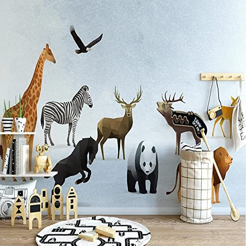 XTSWallpaper Fototapete 3D Effekt 400X280Cm Giraffe Zebra Elch Vlies Tapete Moderne Wandtapete Wandbild Hintergrundbild Wanddeko Für Wohnzimmer Schlafzimmer Küche Büro Flur Dekoration