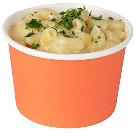 Restaurantware Coppetta 4 Ounce Dessert Cups, 200 Disposable Ice Cream Cups - Lids Sold Separately, Heavy-Duty, Orange Paper Frozen Yogurt Bowls, for Hot and Cold Foods, Perfect for Gelato Or Mousse