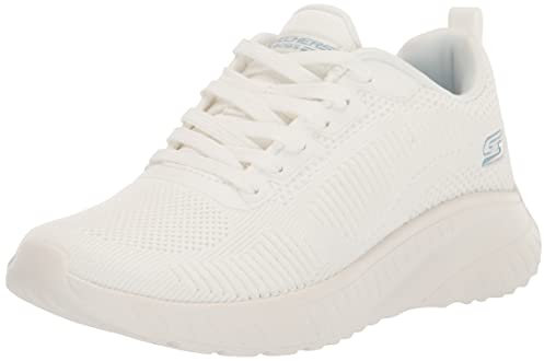Skechers Women's Bobs Squad Chaos Face Off Sneakers, Off White Engineered Knit, 2.5 UK