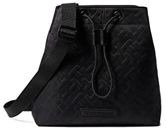 Tommy Hilfiger Jillian II-Bucket Ranzen TH Schrägband, Nylon, Schwarz, Einheitsgröße