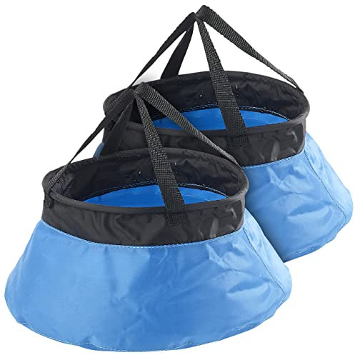 Semptec Urban Survival Technology Falteimer Camping: 2er-Set Faltbare Eimer für Outdoor und Camping, Nylon, je 5 Liter (Faltbarer Spüleimer, Campingschüsseln, Wasserkanister)