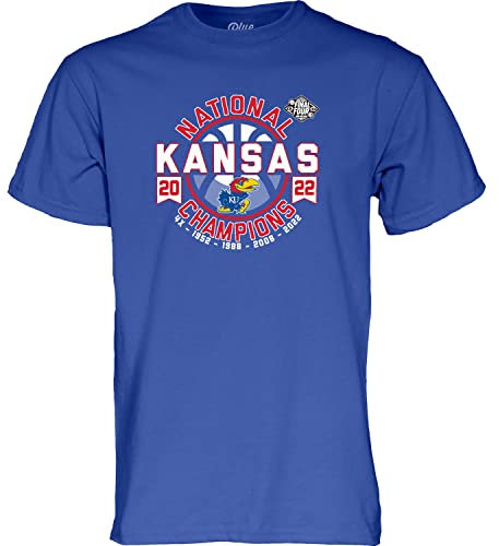 Blue 84 Herren NCAA Kansas Jayhawks National Basketball Champions 2022 Won T-Shirt, königsblau, Small