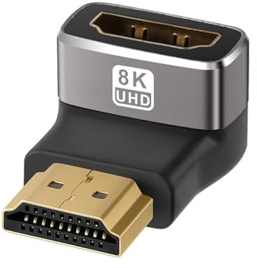 SHAFI® 8K HDMI 90 Grad Adapter - Vergoldete Rechtwinklige HDMI-Stecker - Unterstützt Gerades Kabel auf Rechtwinkligen HDMI Kabel - 1 x 90Grad