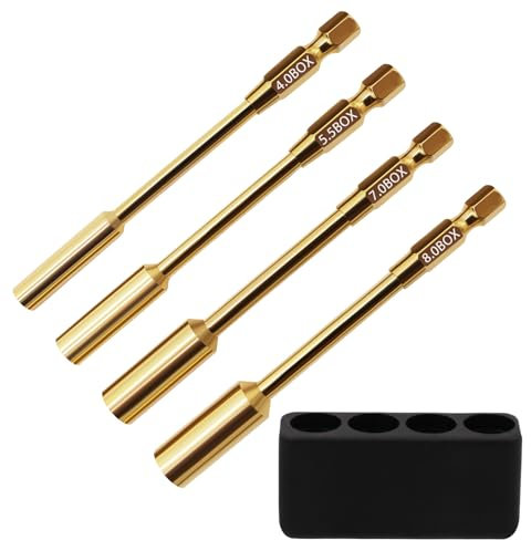 4,0 mm 5,5 mm 7,0 mm 8,0 mm cabeza de destornillador de tuerca hexagonal para 1/4 taladro de impulsión destornillador broca eléctrica /taladro eléctrico reparación RC trabajo 4 piezas
