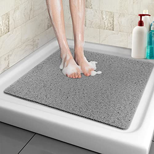Tapis de Douche antidérapant, 60 * 60cm, Tapis de Bain de Sécurité Confort Doux avec Trous de Drainage, Tapis de Douche de Massage en PVC Luffa pour Zones Humides, Séchage Rapide