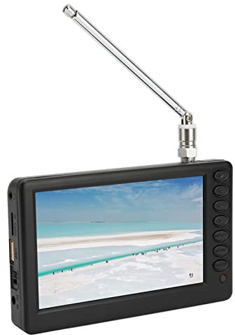 Annadue TV Portátil de 5 Pulgadas, Monitor LCD de TV Digital de Bolsillo Recargable con Sintonizador, Compatible con Tarjeta USB/TF, Mini Televisión Digital ISDB-T para Camping, Cocina