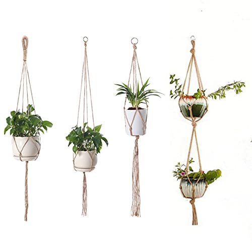 Makramee Blumenampel, Baumwollseil Hängeampel, Blumenampeln Aufhängen, Pflanzen Halter Aufhänger, Hängepflanzen Topf, Hanfseil (Blumentopf Nicht Im Lieferumfang Enthalten)