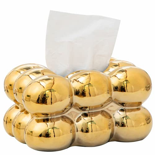 Anding Taschentuchbox, Keramik, Vase, Badezimmer, Waschtisch-Aufsatz, abstrakte Wohnkultur, Regal, Silber, Weiß, Gold, A1106 Gold