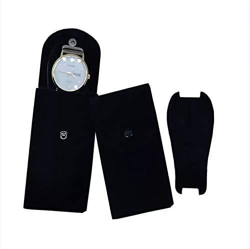 xianshengle Uhrentasche, Uhrenrolle, Uhren-Reiseetui für Männer und Frauen, tragbare Samt-Uhrentasche, Uhrenaufbewahrungstasche und Organizer, schützende Uhrenbox, Tasche mit (2 Stück schwarz)