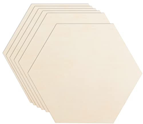 Sechseckige Holzausschnitte, 6 Stück, 30,5 x 26,7 cm, sechseckige Rohlinge, Naturholz, sechseckige Plakette, Tafel für DIY, Basteln, Malen, Färben, Untersetzer, Heimdekoration, Wabendekoration