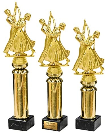 eberin · Paartanz · Tanzsport Pokale · Tanzschule ·Tanzen · Dance Trophäe · Tanzpaar auf Goldsäule/Marmor schwarz · Auszeichnung · Pokal · in 3 Größen erhältlich · mit oder ohne Gravur ·