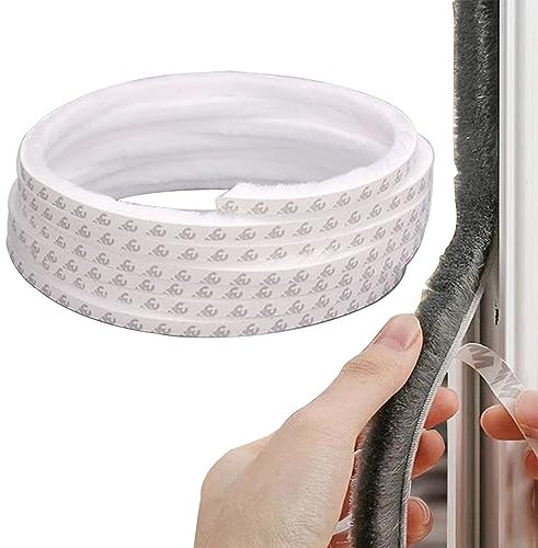 Btstil Brush Weather Stripping, 10m(L) x 7mm(W) x 6mm(T) High Density Felt Door Brush Strip, Self-Adhesive Draught Excluder Window Door Seal Strip (7 x 6mm, White)