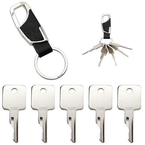 VooGenzek 5 PCS D250 Lgnition Starter Key, Construction Machines Key, Universal Lgnition Switch Spare Keys, with Keychain, Compatible with Terex Grove JLG Trencher Loader