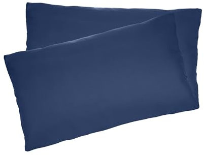 Juego de 2 Fundas Almohada, Funda Almohada 80x40 cm, Protector de Almohada, 100% Microfibra, Cierre con Cremallera, Transpirable, Extra Suave, Azul Oscuro