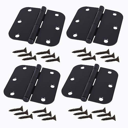 KOVNISE 4 Pack Heavy Duty Shed Door Hinges Gate Strap Hinges Black Iron Wrought Hardware for Wood Shed Barn Door Fence Gate Swing Yard Door (3.5 Inch)