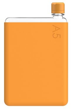 memobottle Paquete A5 (mandarina) – 750 ml – Botella, funda de silicona y tapa | Botella de agua delgada para bolsas, junto a libros y portátiles | Tritan sin BPA | Moderno y minimalista