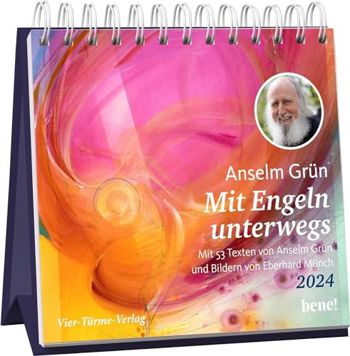 Mit Engeln unterwegs - Wochenkalender 2024 - bene! Kalender - Mit 53 Texten von Anselm Grün und Bildern von Eberhard Münch - Tischkalender - 17 cm x 18,1 cm