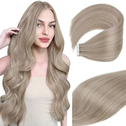 Vivien Tape in Extensions Echthaar Blond Highlight Extensions Tape in Echthaar Aschblond Highlight #16/22 Extensions Echthaar Tape Seamless 40cm 10pcs/25g
