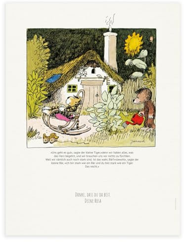 Janosch »Froh und zufrieden« – Hochwertiger personalisierbarer Kunstdruck/Poster mit Original Motiv aus »Oh, wie schön ist Panama«