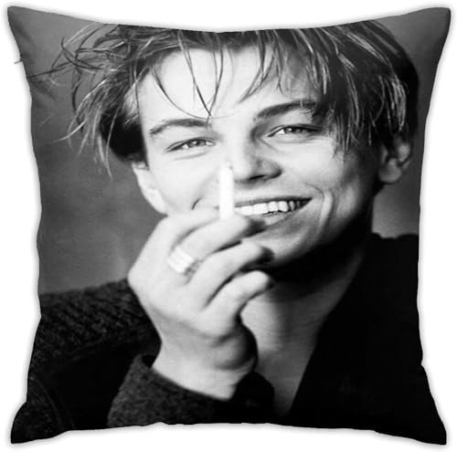 Leonardo Kissenbezug, Dicaprio, dekorativer quadratischer Kissenbezug für Sofa, Couch, Bett, Auto, 45,7 x 45,7 cm