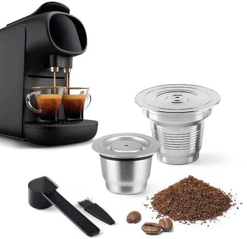 Capsules de café réutilisables en acier inoxydable compatibles avec L'OR Barista LM8012, dosettes de café rechargeables en métal pour grandes et petites tasses compatibles avec la machine L'or