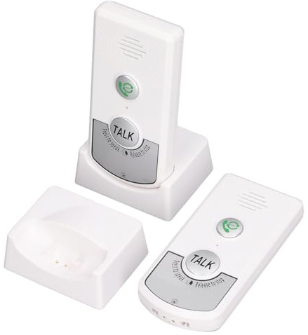 Wireless Home Intercom System for Elderly, Two Way Talk Communication Caregiver Pager, Nurse Calling Home Intercom System for Patient Senior Disabled Pregnant (White)