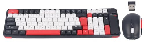 Kabellose Tastatur und -Maus Kombination, 100 Tasten Gaming Tastatur und -Maus mit Kabellosem Dual Modus, Tastatur- und Maus Set für PC, für Chromebooks, für Notebooks (Rot)