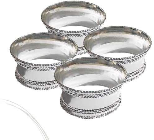 Kedelhoff Serviettenringe 4er Set Klassisch I Hochwertig Versilberte Serviettenringe in Handarbeit I Servietten Ringe Rund, anlaufgeschützt und ø 5cm