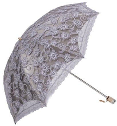Katutude Parapluie de Voyage Compact Ombrelle Mariage en Dentelle Parapluie Pliable Anti-UV 3D Fleur en Dentelle Broderie Vintage Parapluie de Mariée Parapluie Pliant Élégant Pour Filles Et Femme