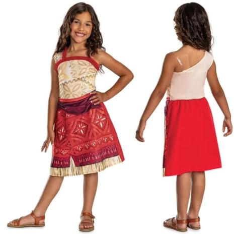 Vaiana Kinderkostüm, offizielles Lizenzprodukt von Disguise, bequeme Passform und detailliertes Design, für Kinder von 7 bis 8 Jahren, 4 bis 6 Jahren, 3 bis 4 Jahren