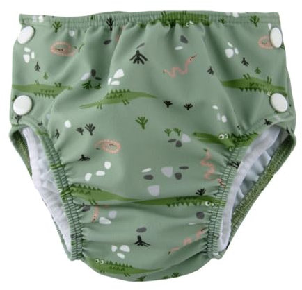 Popolini Baby Schwimmwindel Badewindel mit Innennetz (Crocodile green) (L ~8-15 kg)