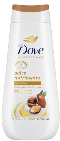 Dove Süßes Nährendes Duschgel, feuchtigkeitsspendendes Duschgel, milde Formel auf dem Hautmikrobiom, mit pflanzlichen Feuchtigkeitsspendern, ohne SLES, Duschbad für Damen und Herren, 225 ml
