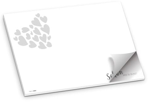 itenga Tischset Platzset Schön DASS du da bist Papier I DIN A3 (59,4cm x 42cm) 50 Blatt I ideal als Gedeckunterlage bei Geburtstagen, Grillpartys, Gartenpartys oder Mottopartys (Weiss)