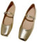 Minetom Damen Mädchen Mary Jane Elegant Schnalle Flache Ballerinas Quadratische Zehe Party Hochzeit Flats Schuhe B Gold 38 EU
