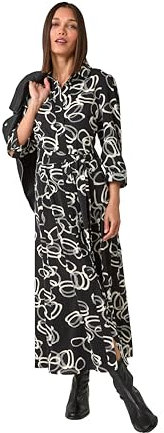 Roman Originals Shirt Dress for Women UK- Ladies Long Sleeve Belted Collared Midi Maxi Winter Autumn Smart Casual Button Through Evening Office A Line Swing Skater - Size 10 - Black Grey