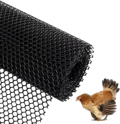 ININOSNP Plastic Chicken Wire Roll Black Safety Poultry Netting Balcony Outdoor Temporary Fence Deer/Rabbit/Chicken/Dog Animal Barrier(1x1m/3.3x3.3ft)