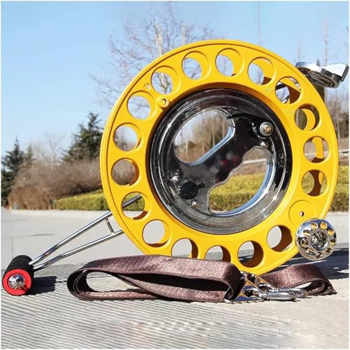 KK-GGL 28 cm Drachenrolle Für Erwachsene, Professionelle Drachenrollenwinger, Hochleistungs -Drachen -Rollenwinger Mit Metalllager Allgemeine Linie, Kite -Stringlinie -Rollenwinger,Gelb