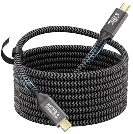 CAKOBLE Long 5m USB C Cable, USB-C to USB-C Cable 240W USB Type C 3.2 Gen 2 20Gbps 4K/5K@60Hz Display USBC Charger Cable For i-Phone 15 Pro Max, Galaxy S24 S23 Ultra, iPad Pro/Air