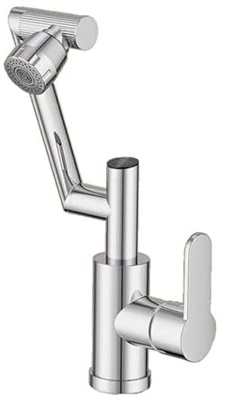 MJMLUCK Intelligenter Waschtischhahn mit digitaler Anzeige, Einhebel-Waschbeckenhahn, 360° drehbarer Badezimmerhahn für heißes und kaltes Wasser, Grau, 0 (Schwarz, mit Wasserleitung 80 cm) (Silber)