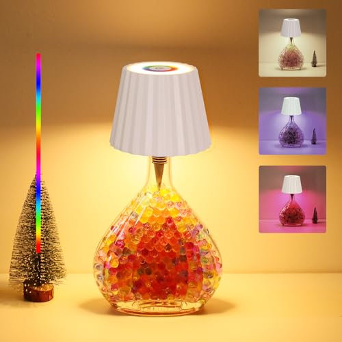 Beaeet Lampada per Bottiglia, Lampada da Tavolo Senza Fili Ricaricabile via USB, Lampada Tappo Bottiglia con Tre Colori e Regolazione Continua della Luminosità