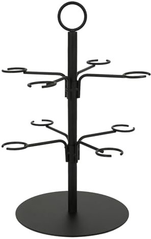 Metall-Cocktail-Baumständer für 8 Gläser, hängende Weinglas-Regale, Displayhalter für Gin, Cocktails, Champagner, Wein (schwarz, 2 Ebenen)