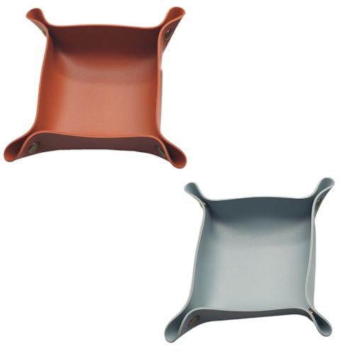 BEPSYOM 2 Unidades Bandeja de Cuero, Vaciabolsillos, Organizador de PU, Práctica Caja de Almacenamiento para Carteras, Relojes, Llaves, Monedas, Teléfonos Celulares y Oficina