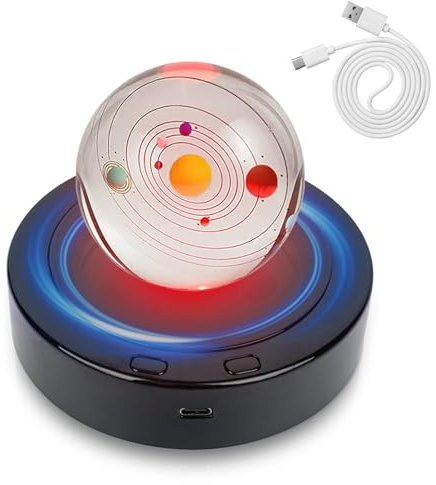 LED Lichter Display Basis, LED-Lichtsockel, LED Drehbarer Display-Ständer, 360 Grad Elektrisch Drehteller, Drehscheibe Elektrisch mit USB-Aufladung 4 Geschwindigkeiten für Glaskugel, Kristallkunst
