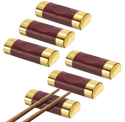 sourcing map 6pcs Fiberglass and PP Chopstick Rest, Pillow Shape Chopstick Stand Holder Knife Rest for Countertop Holding Chopstick Spoon Forks Knife Tabletop Decoration, Burgundy Gold
