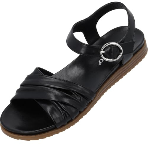 Palado Damen Sandalen Ovuh - bequeme Sandaletten mit verstellbarem Riemen - elegante Sommerschuhe - modische Pantoletten Schwarz UK5,5 - EU38