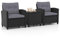 COSTWAY 3 Piece Patio Rattan Bistro Set, Wicker Garden Furniture Set with Cushions, Outdoor Conservatory Coffee Table Sofa Chairs for Balcony Terrace Lawn Poolside (Grey)