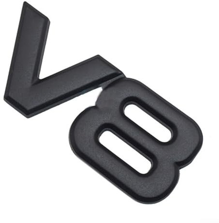V8 Auto-Emblem-Aufkleber, 1 Stück, 7,5 cm x 3,2 cm, Metall, V8, Auto-Emblem, Aufkleber für Automobil-dekoratives Zubehör (schwarz)