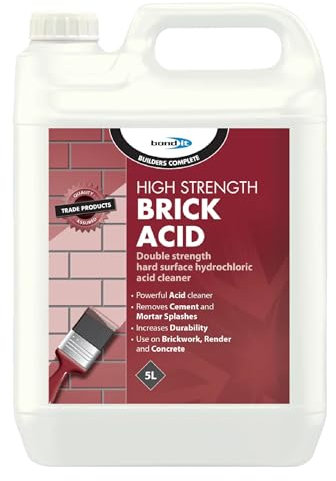 5L BOND-IT High Strength Brick Acid Cleaner CONCRETE MORTAR PATIO OIL Light, 6% Hydrochloric Acid Remove Oil Stains And Grease From Tiles, Paving and Brickwork